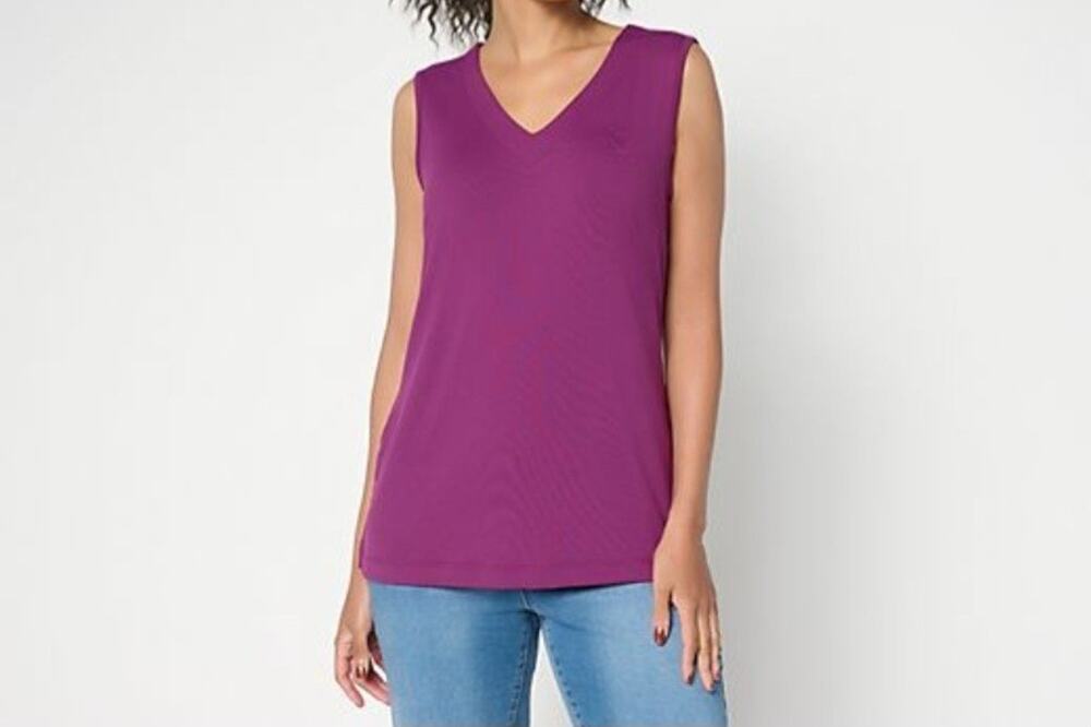 Brandis Dress Out Loud 2X Plum Smooth Criminal V-Neck Tank Top A704263 NWOT